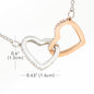 Two Hearts Necklace Embellished with Cubic Zirconia Stones - High Quality Stainless Steel or 18K Gold Finish