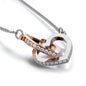 Two Hearts Necklace Embellished with Cubic Zirconia Stones - High Quality Stainless Steel or 18K Gold Finish