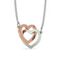 Two Hearts Necklace Embellished with Cubic Zirconia Stones - High Quality Stainless Steel or 18K Gold Finish